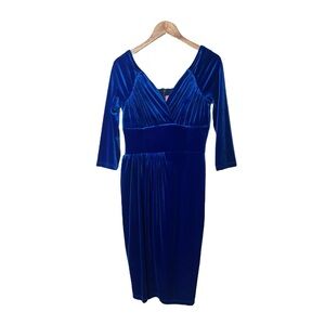Vixen by Micheline Pitt Starlet Wiggle Dress Royal Blue Velvet L